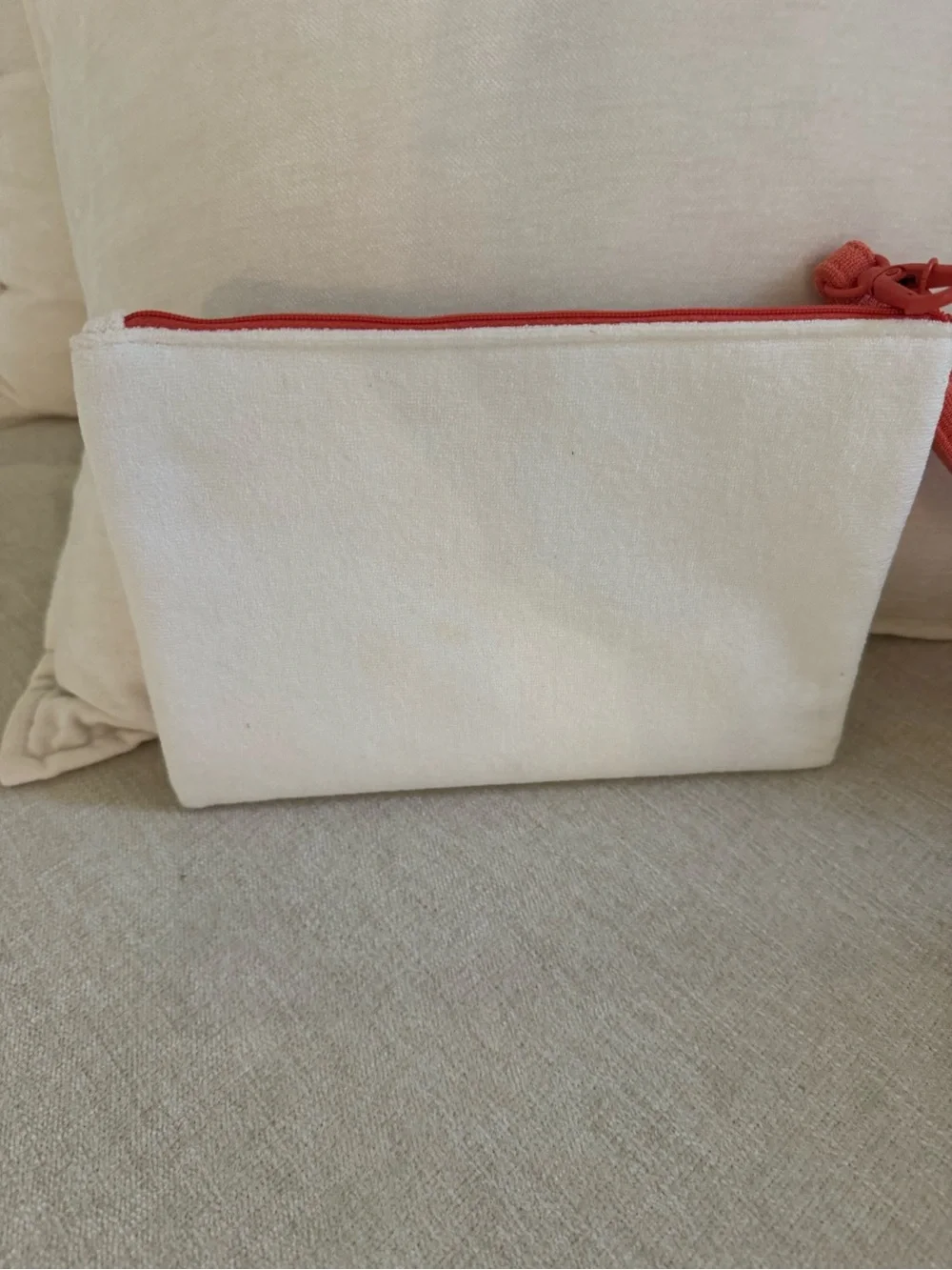 Dior White and Coral Christian Dior Canvas Cosmetic Pouch - Picture 3 of 3